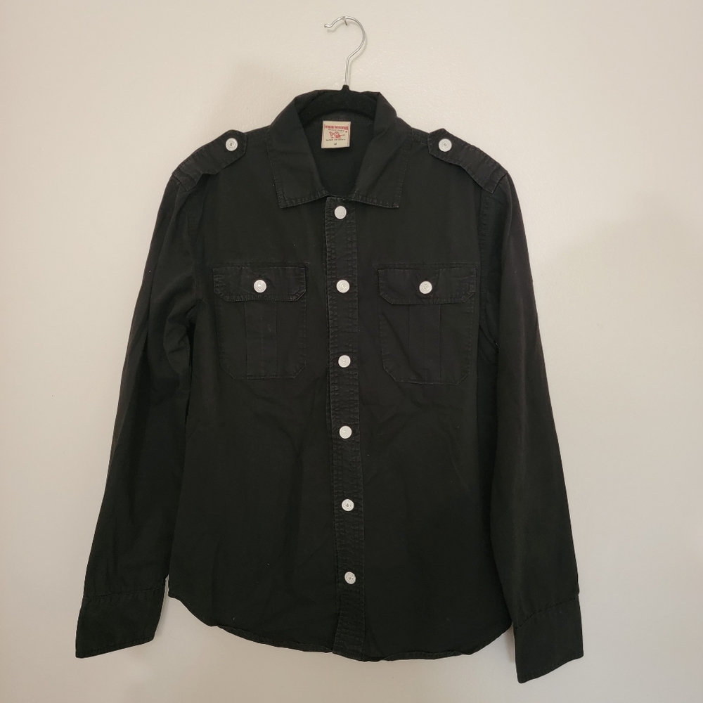 True Religion Brand Jeans Men's Black Button Down